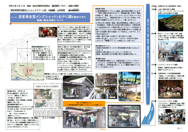 特定非営利活動法人しんしろドリーム荘　しんしろメンズ・シェッド　自民党政務調査会、孤独・孤立対策特別委員会で講演